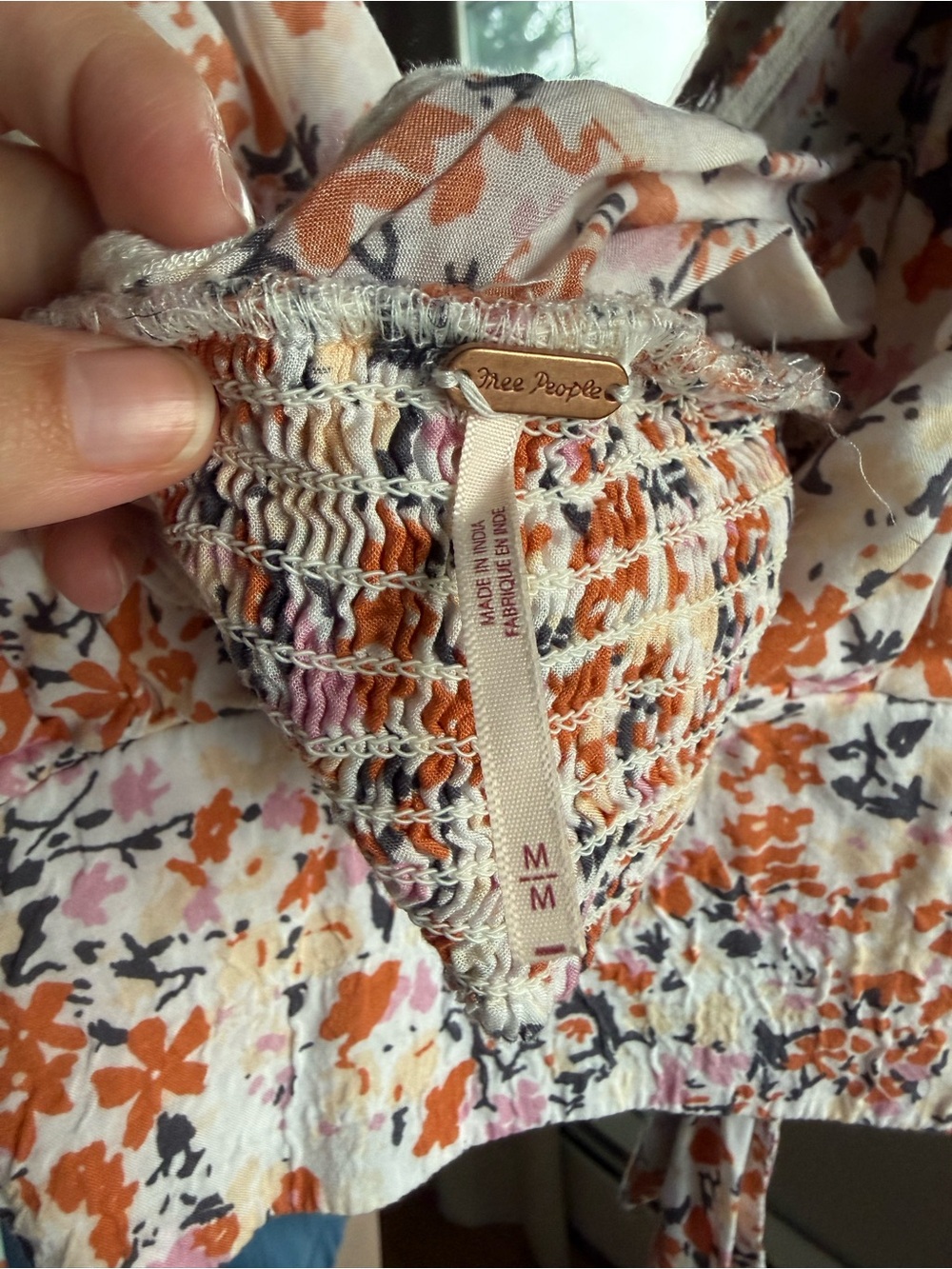 Free People Floral Cream Top & Maxi Skirt with Orange & Pink Accents - Picture 4 of 4